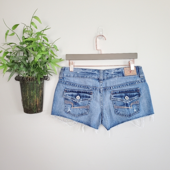 American Eagle Outfitters Pants - Vintage American Eagle Shortie Flap Pocket Low Rise Cutoff Frayed Jean Shorts 4